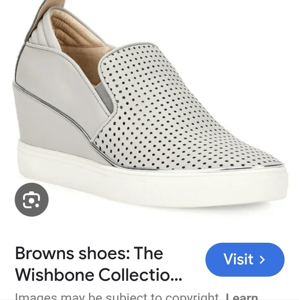 Wishbone Collection Leather Gray Slip-On Wedge Sneakers Size 11